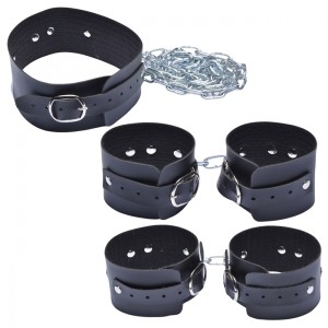 KIT COLEIRA ALGEMA E TORNOZELEIRAS COM CORRENTE 1.20M DOMINATRIXXX