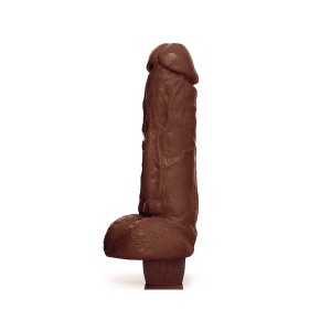 PRÓTESE KONG EM FORMATO DE PÊNIS COM ESCROTO  E VIBRADOR 19,5 X 5,5cm - MARROM  - ADÃO E EVA