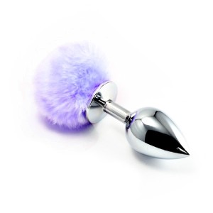 PLUG ANAL DE METAL POMPOM PEQUENO - ROXO GUANG